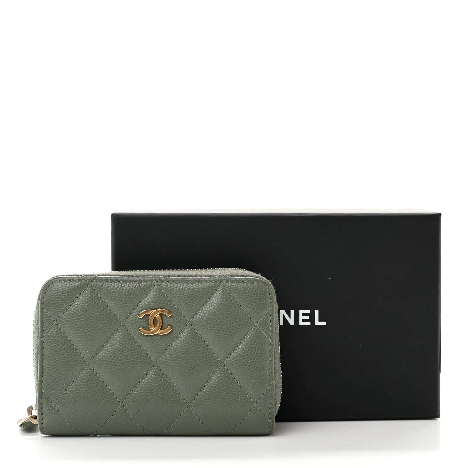Chanel Iridescent Caviar Quilted Zip Coin Purse Green 9 of 9