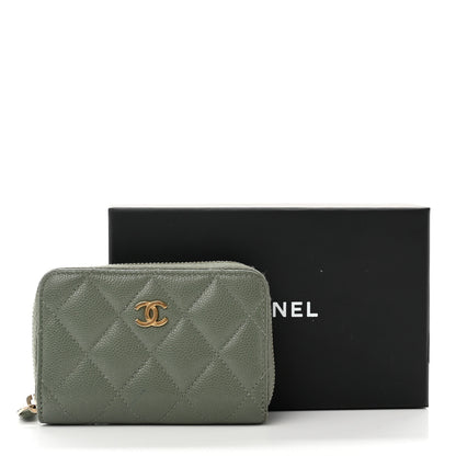 Chanel Iridescent Caviar Quilted Zip Coin Purse Green 9 of 9