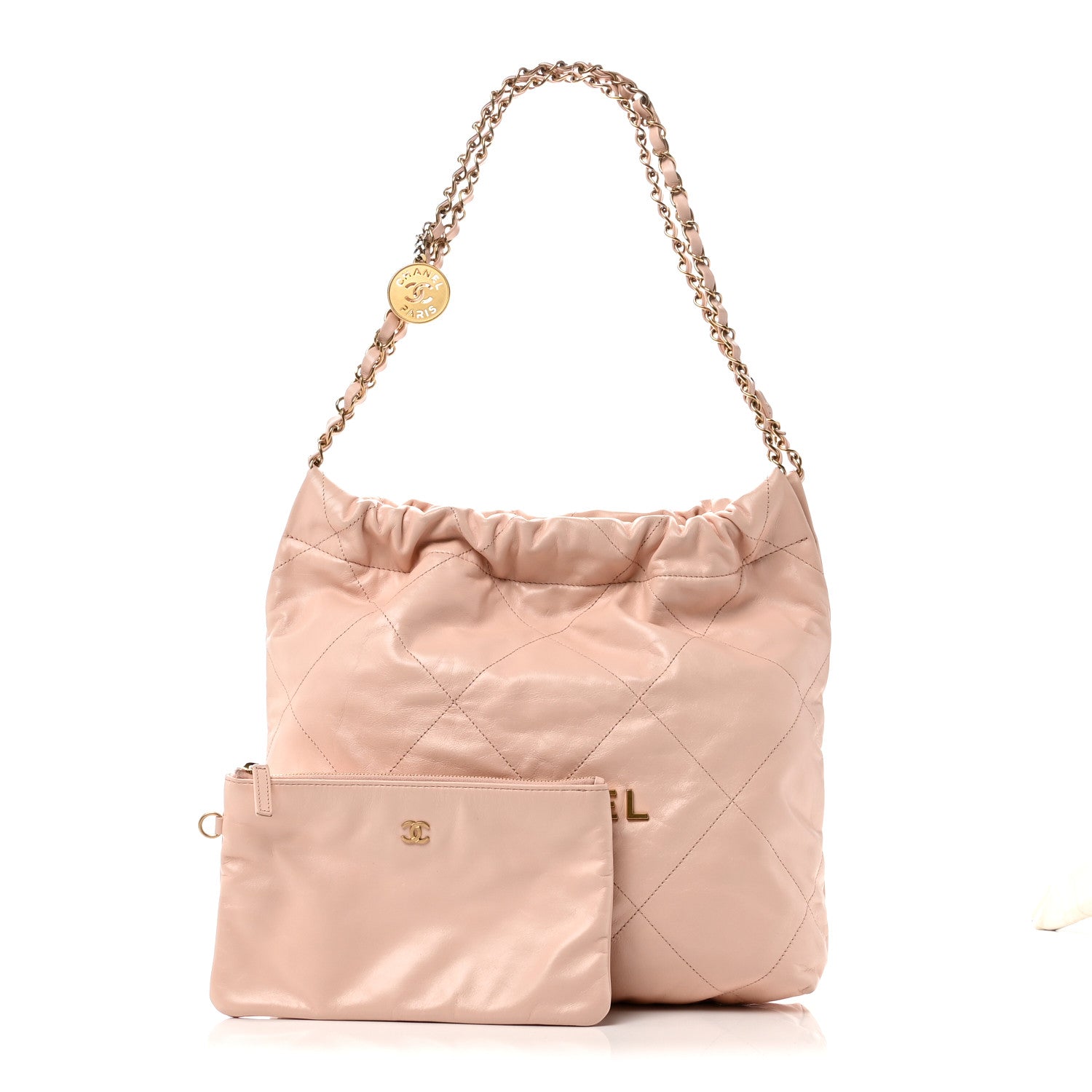 Chanel Shiny Calfskin Quilted Small Chanel 22 Light Pink 3 of 11