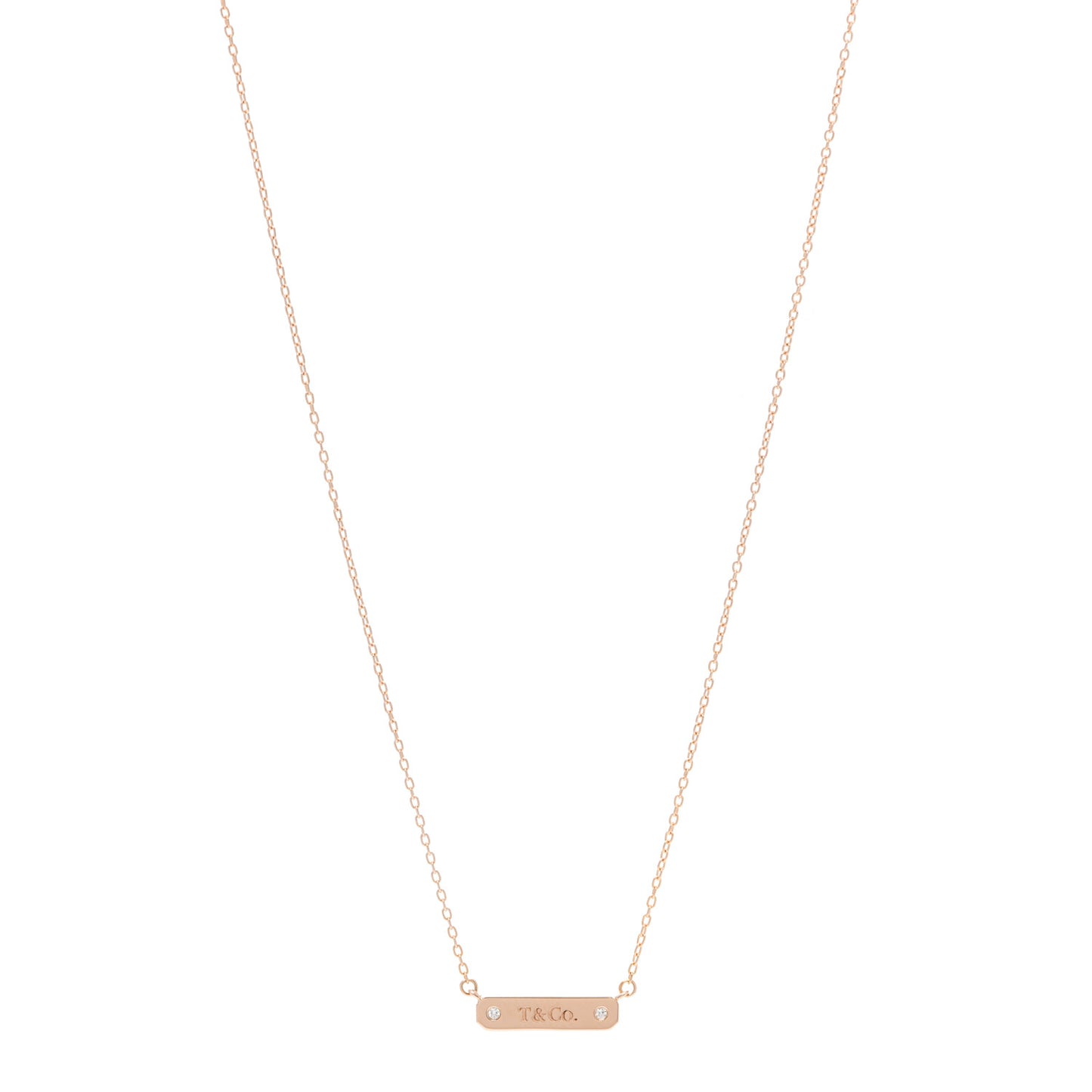 18K Rose Gold Diamond Micro Bar Pendant Necklace