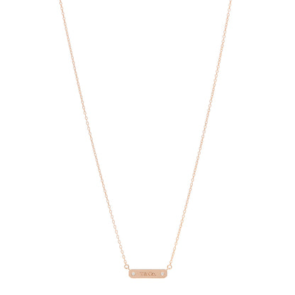 Tiffany 18K Rose Gold Diamond Micro Bar Pendant Necklace 1 of 5