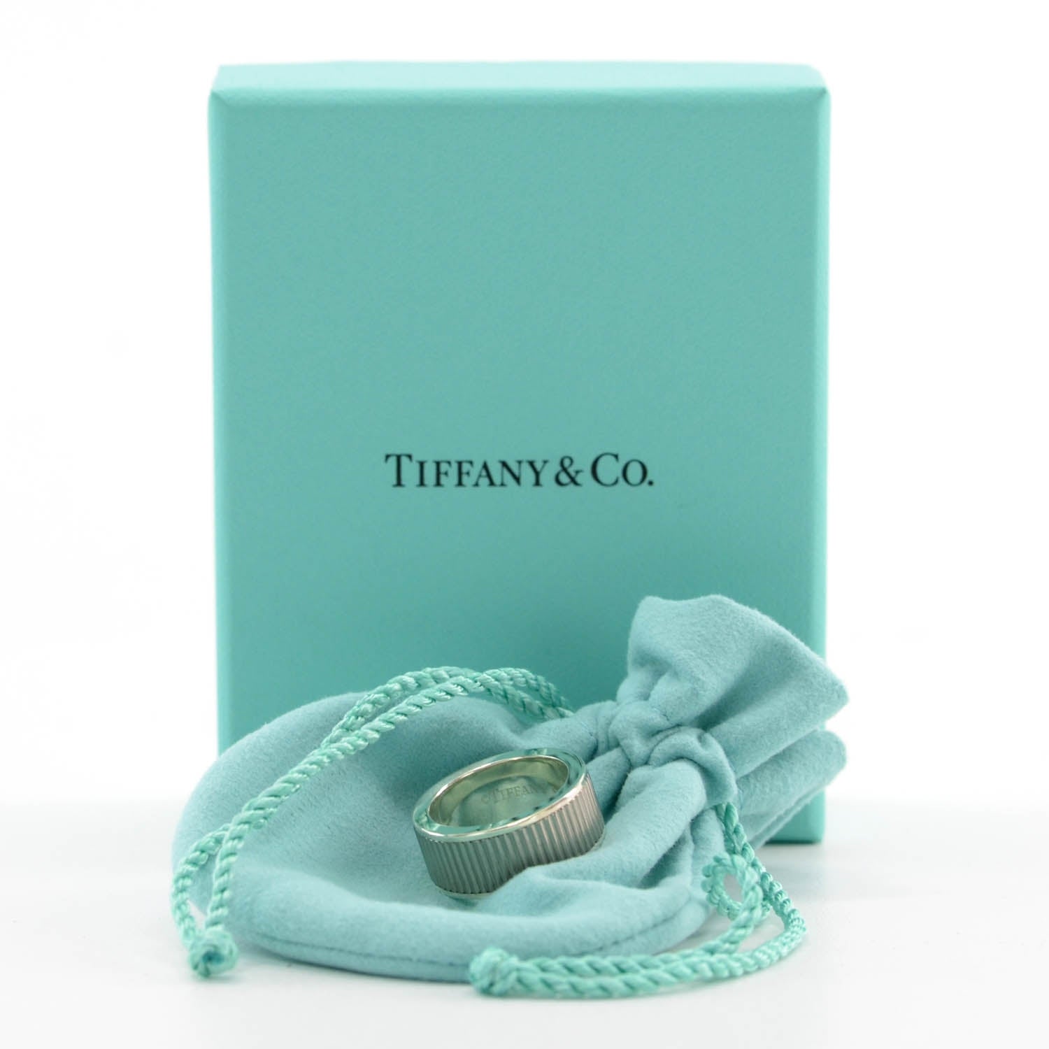 Tiffany Sterling Silver 9mm Titanium Coin Edge Ring 6.5 2 of 4