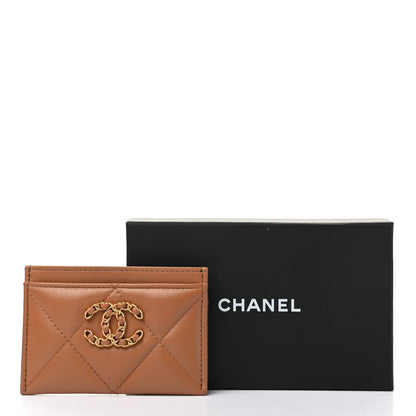 Chanel Lambskin Quilted Chanel 19 Card Holder Brown 9 of 9