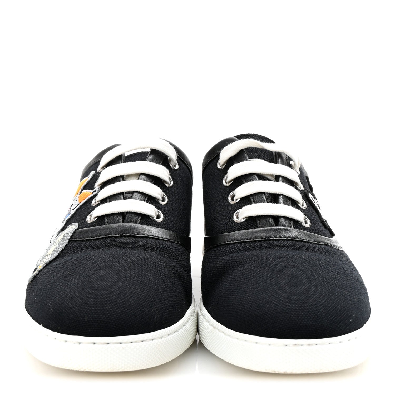 Hermes Canvas Embroidered Innocent Sneakers 37 Black 3 of 9