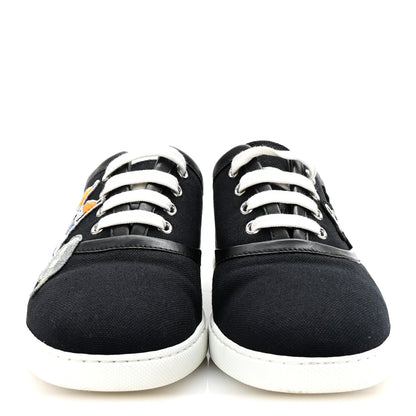 Hermes Canvas Embroidered Innocent Sneakers 37 Black 3 of 9