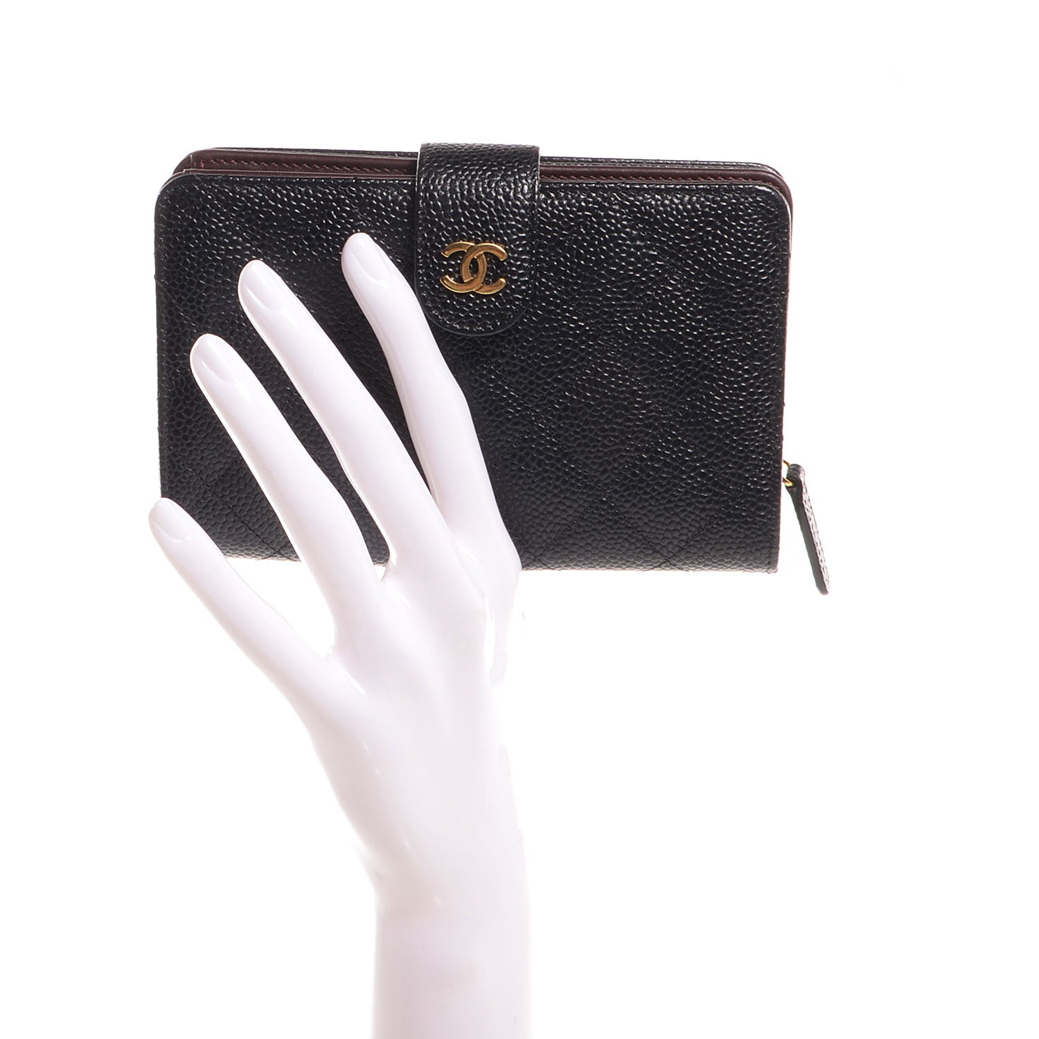 Chanel Caviar Quilted Zipped Pocket Wallet Black 2 of 9