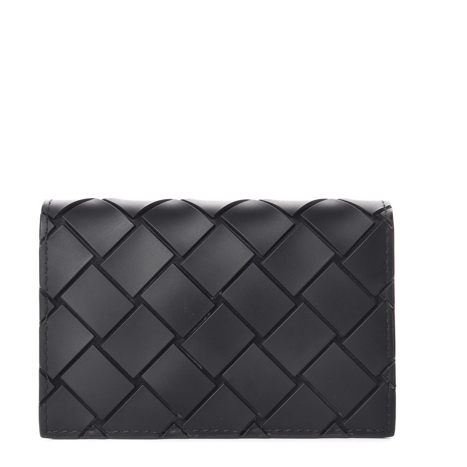 Bottega Veneta Nappa Maxi Intrecciato Bi-Fold Card Holder Black 1 of 8