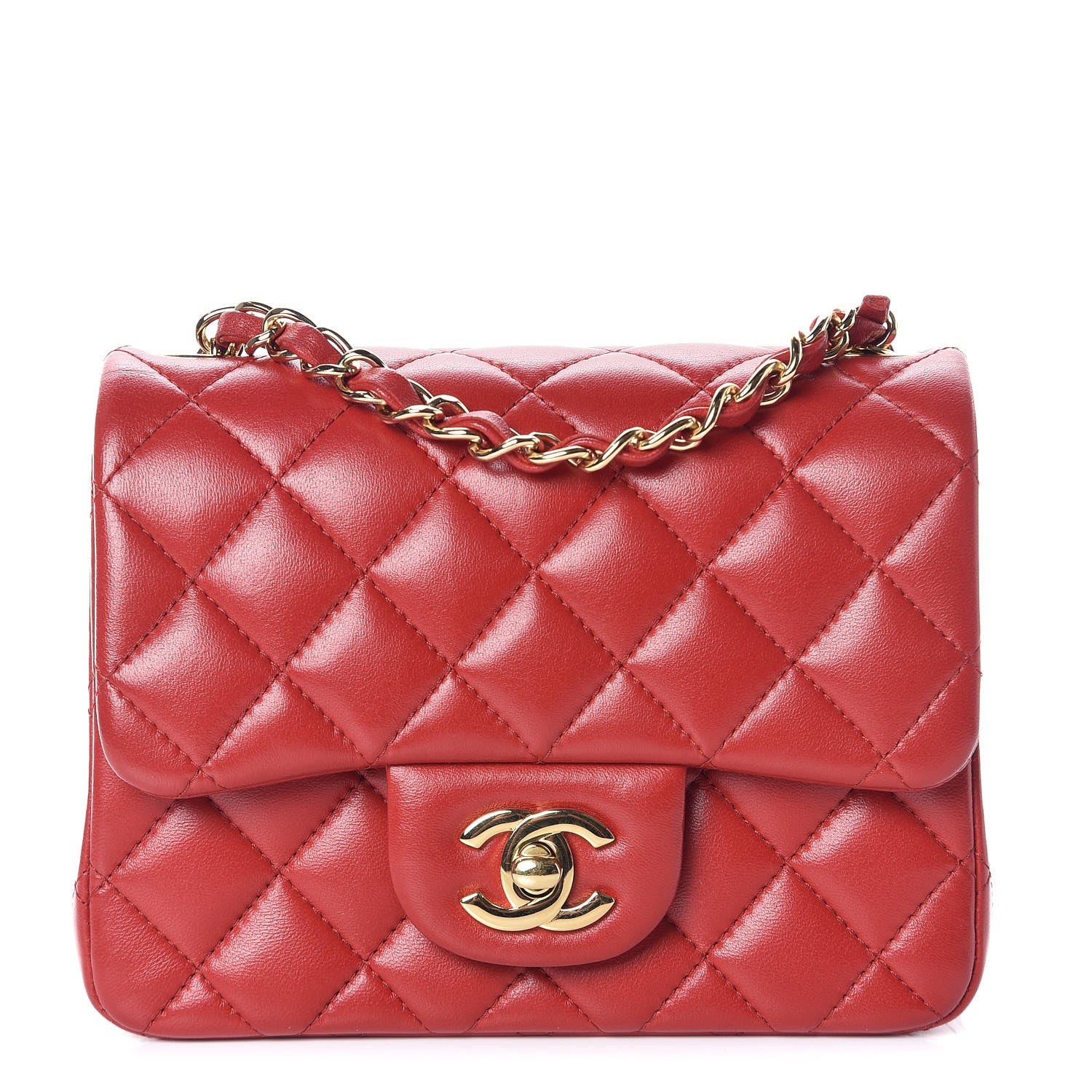 Chanel Lambskin Quilted Mini Square Flap Red 1 of 10