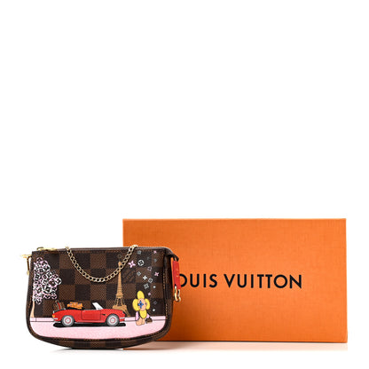 Louis Vuitton Damier Ebene 2019 Christmas Animation Mini Pochette Accessories Red 9 of 9
