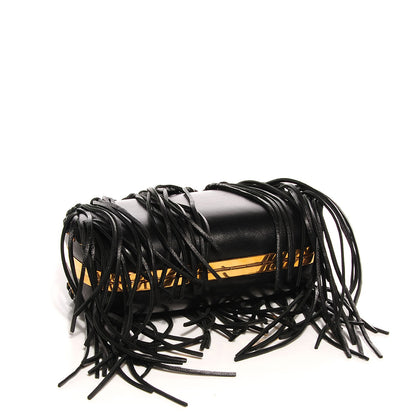 Alexander McQueen Leather Fringe Crystal Skull Box Clutch Black 5 of 10