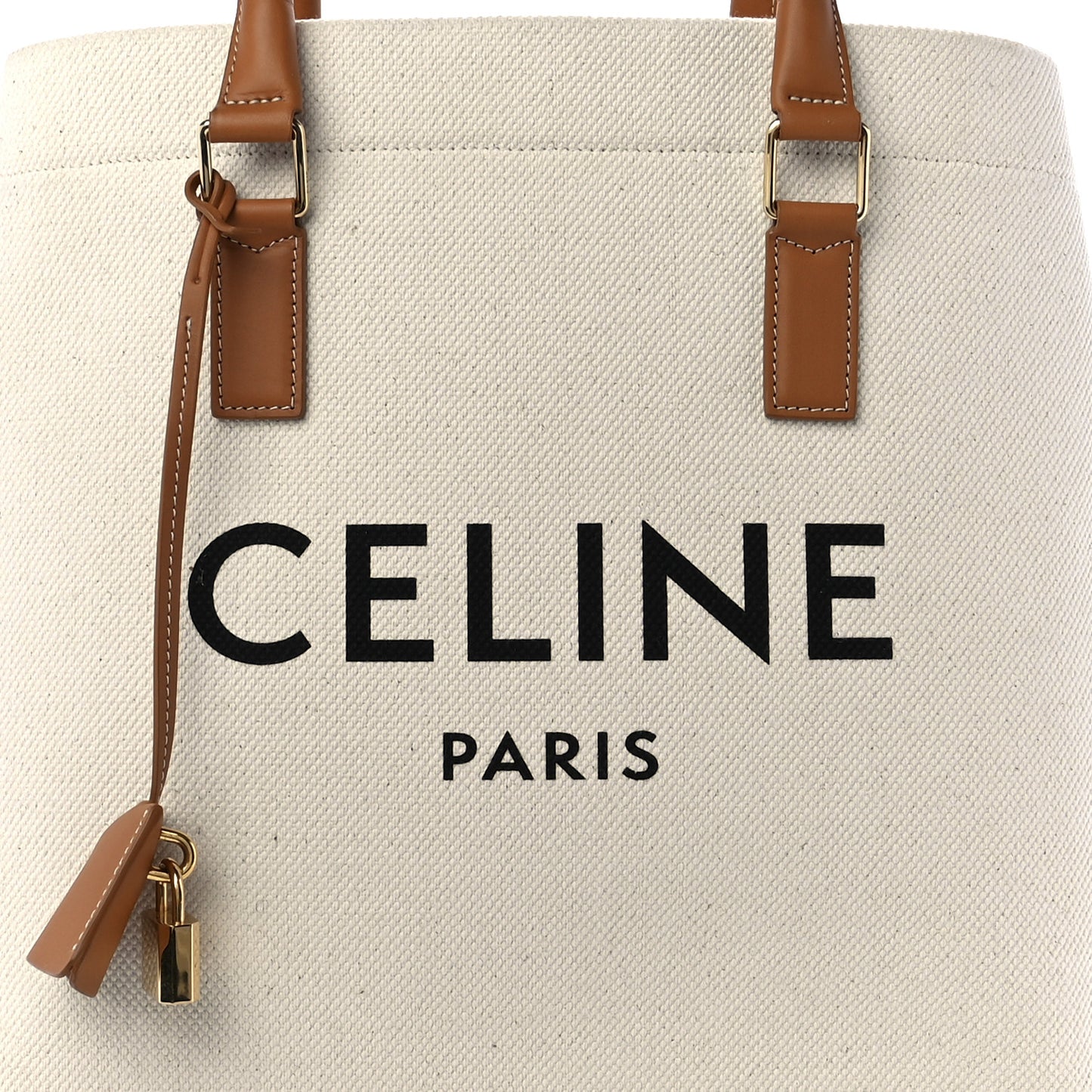 Canvas Calfskin Horizontal Cabas Natural Tan