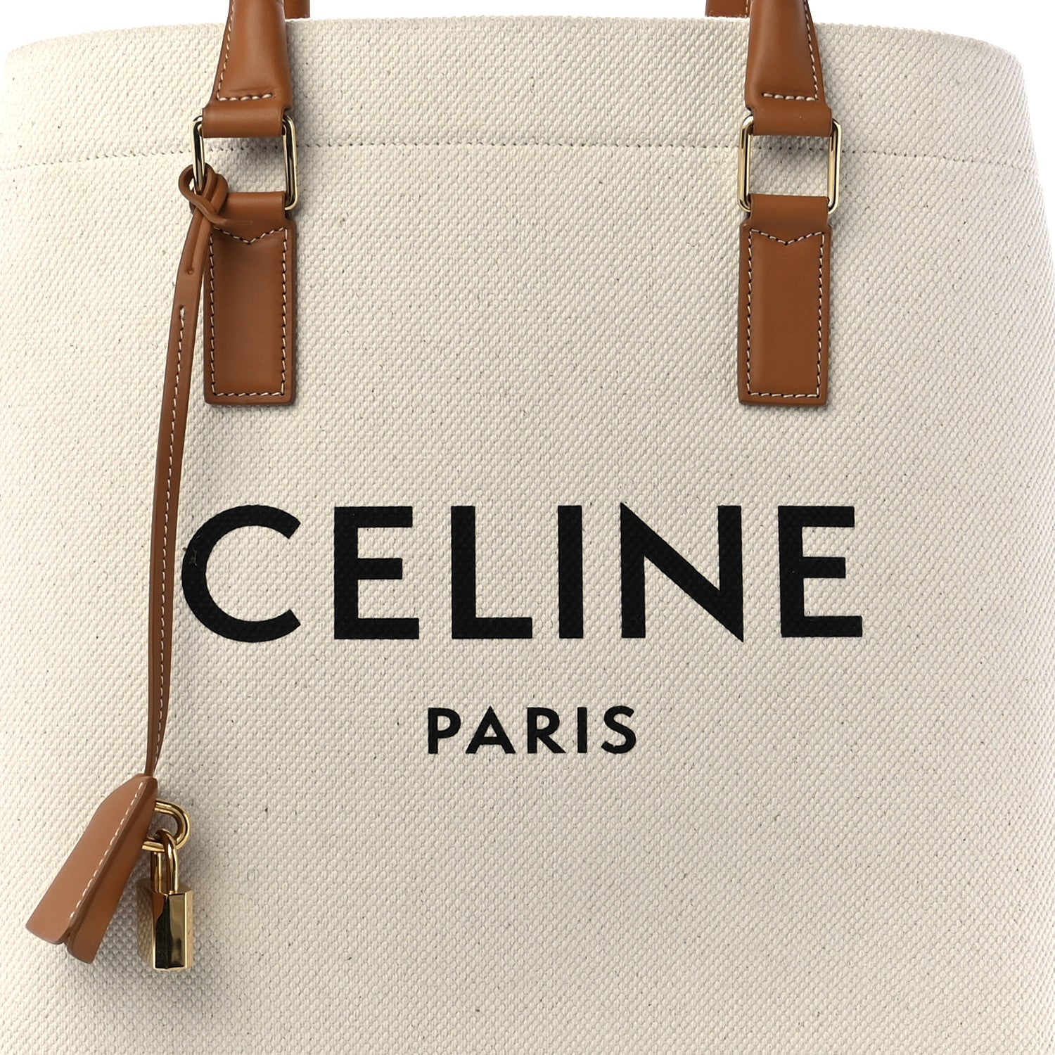 Celine Canvas Calfskin Horizontal Cabas Natural Tan 7 of 12