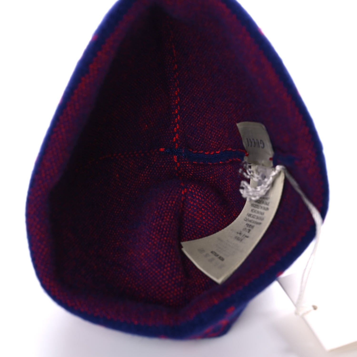 Gucci Wool GG Monogram Beanie Hat L Navy Red 4 of 5