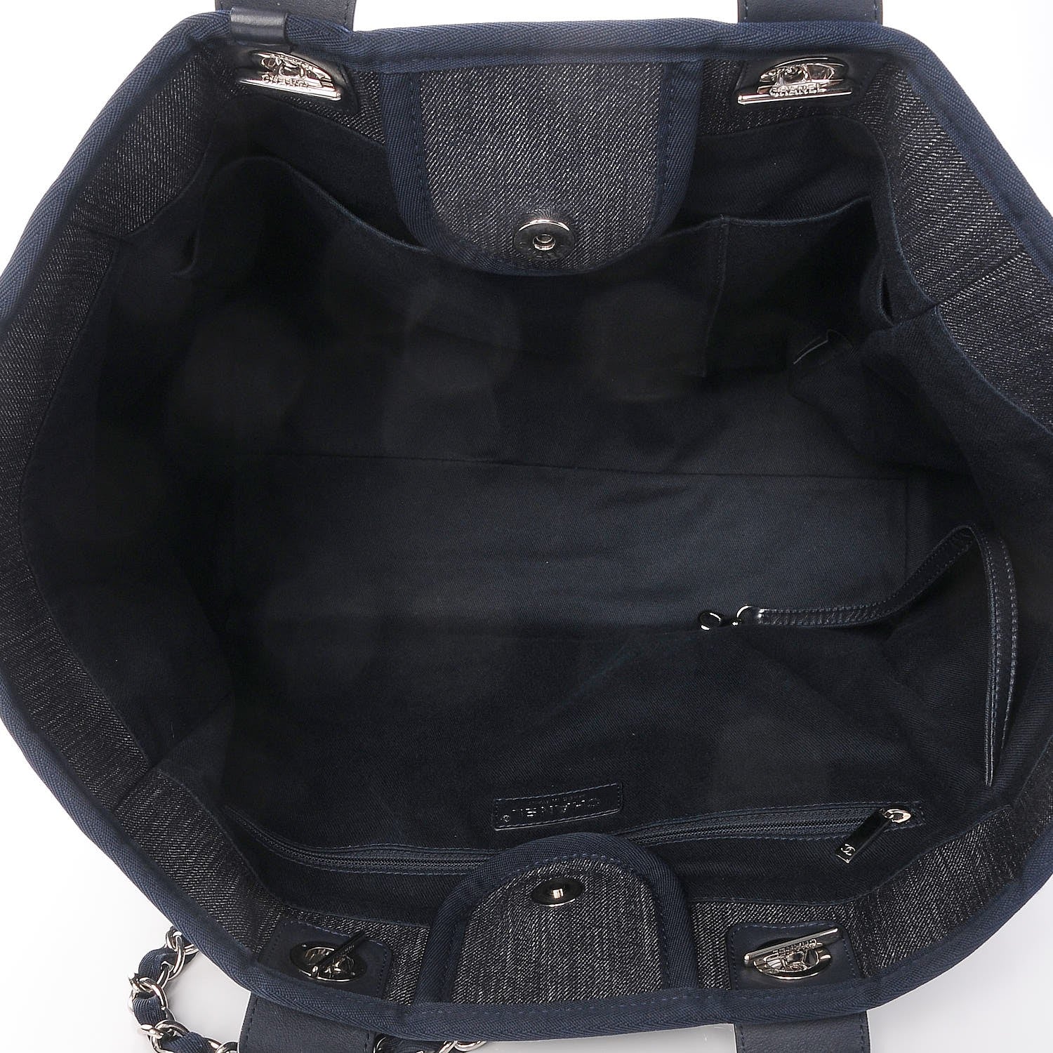 Chanel Denim Large Deauville Tote Dark Blue 6 of 10