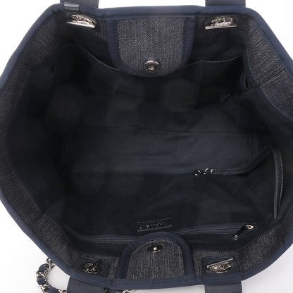 Chanel Denim Large Deauville Tote Dark Blue 6 of 10