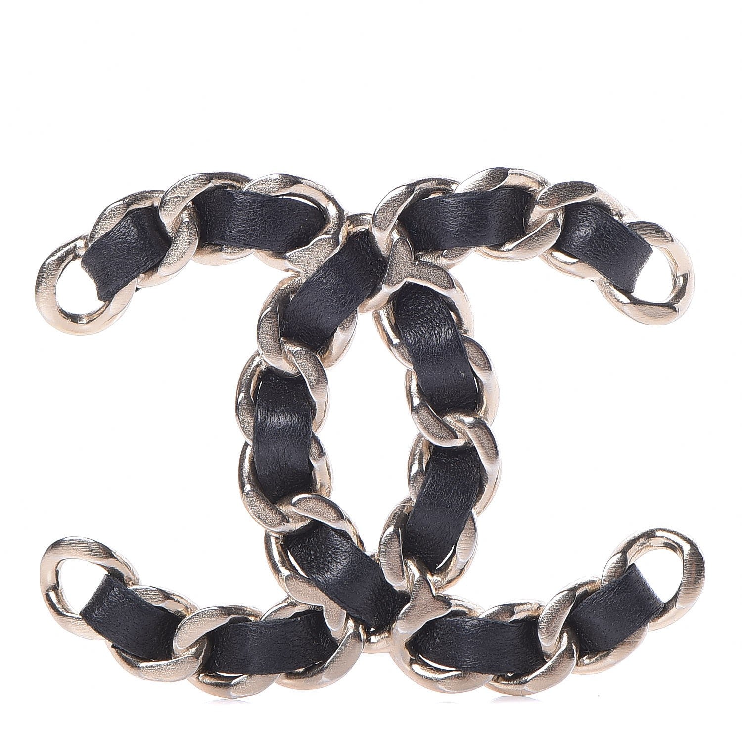 Chanel Lambskin Chain CC Brooch Black Gold 1 of 5
