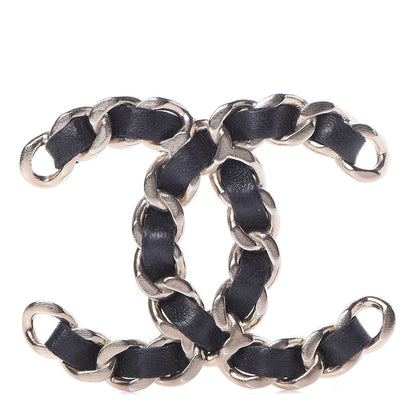 Chanel Lambskin Chain CC Brooch Black Gold 1 of 5