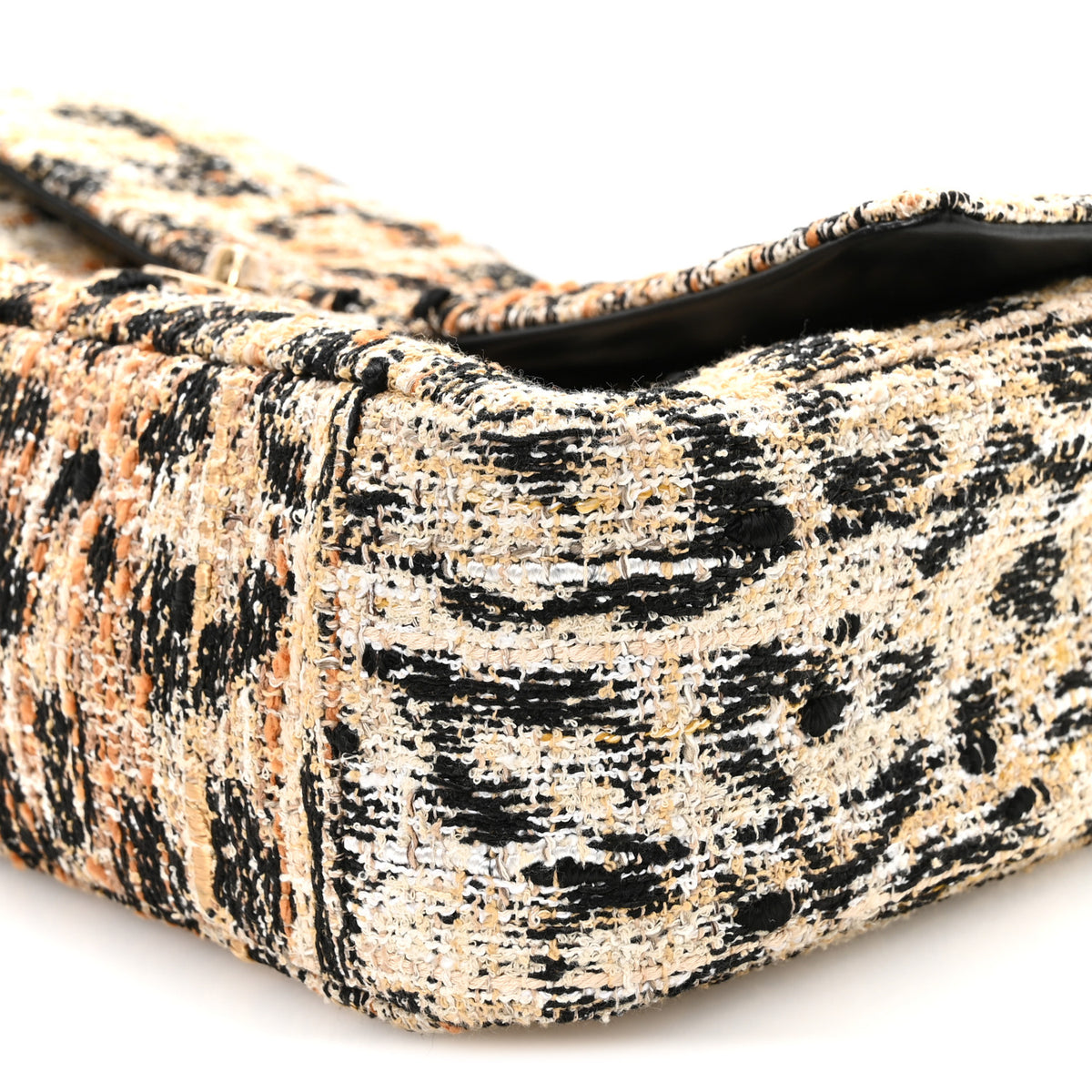 Tweed Mixed Fibers Leopard Print Small Souplissimo Maxi Flap Brown Black White