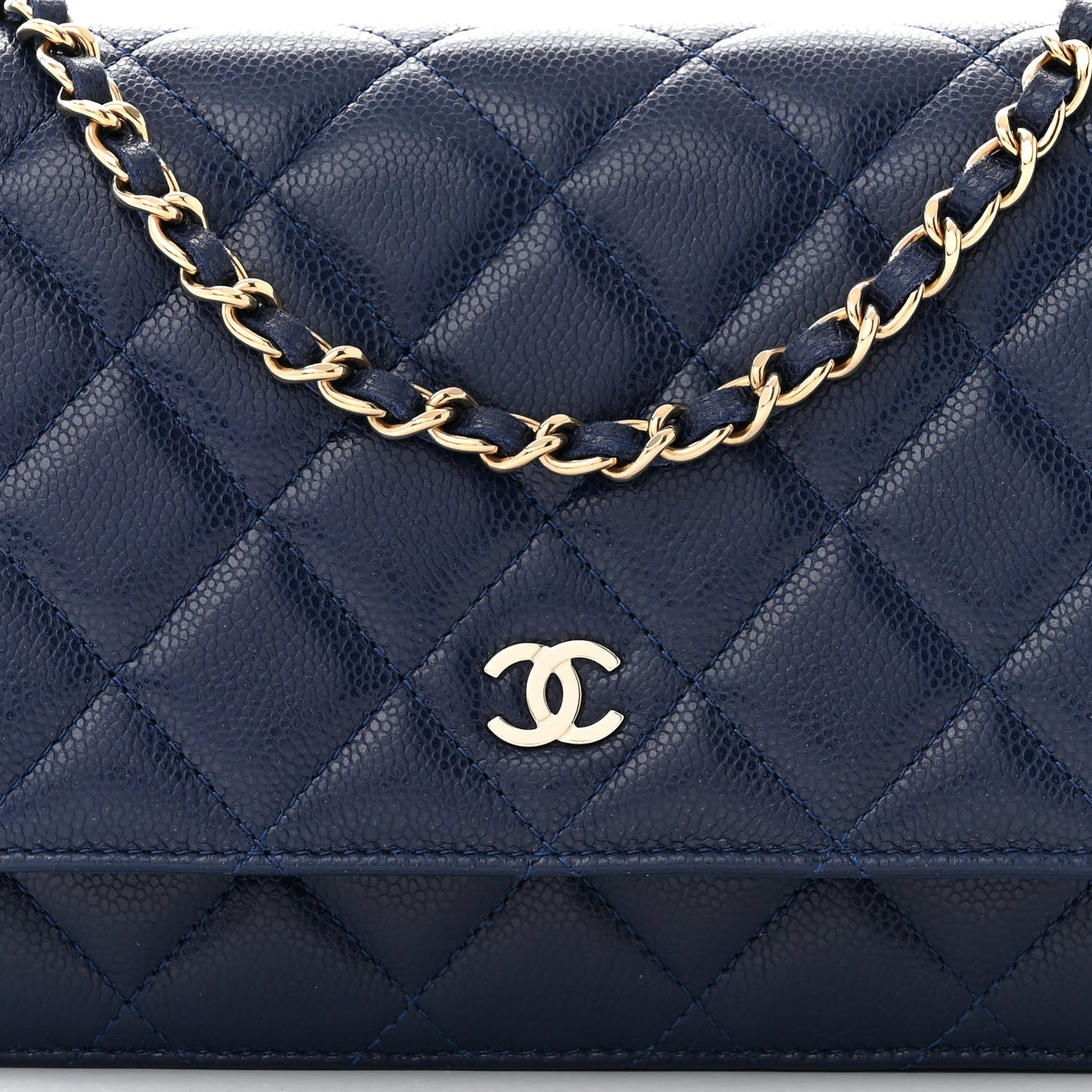 Chanel Caviar Quilted Wallet on Chain WOC Navy Blue 9 of 11