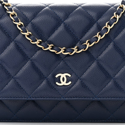Chanel Caviar Quilted Wallet on Chain WOC Navy Blue 9 of 11