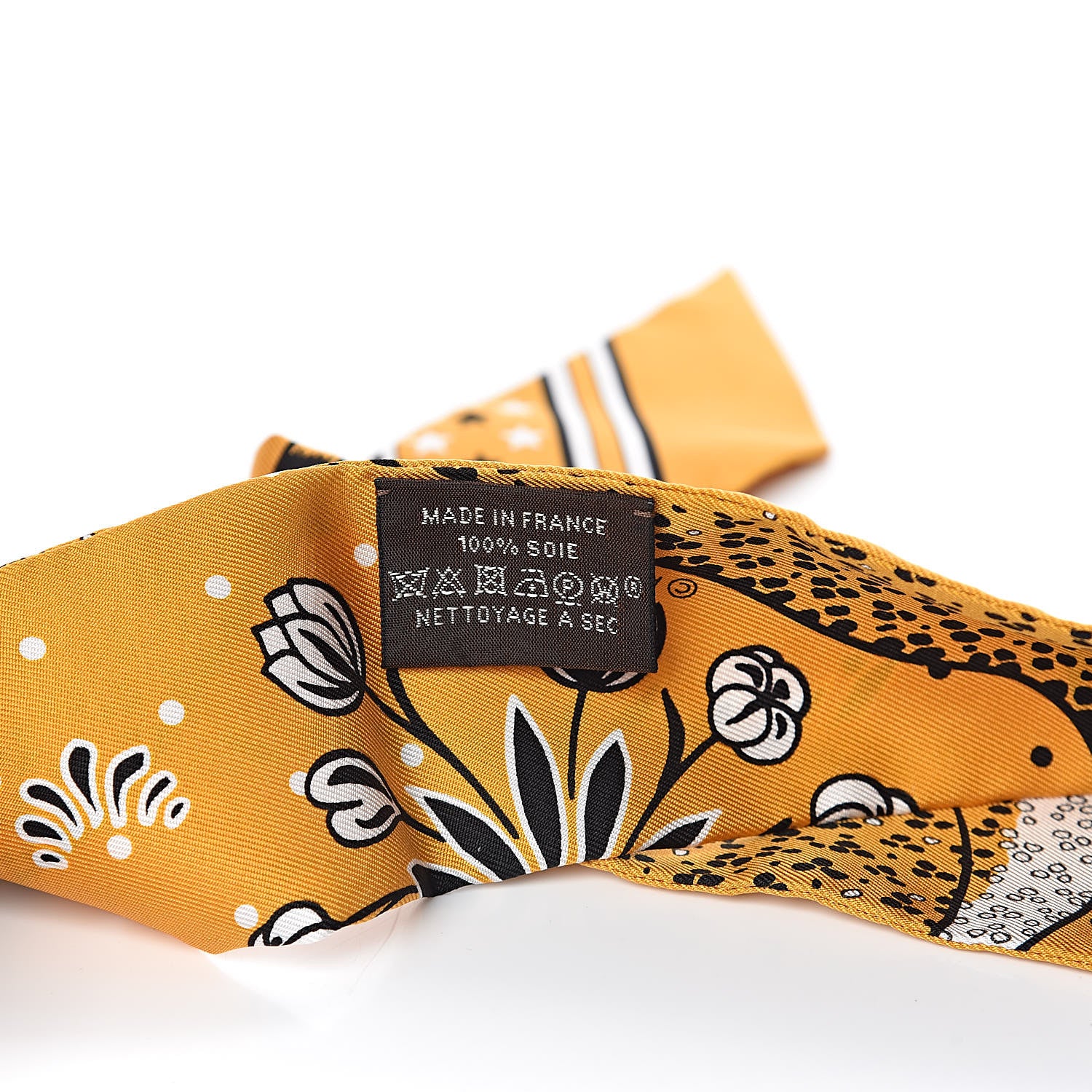 Hermes Silk Les Leopards Twilly Miel Black White 3 of 4