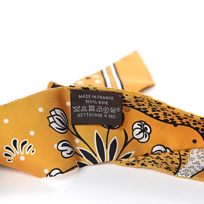 Hermes Silk Les Leopards Twilly Miel Black White 3 of 4