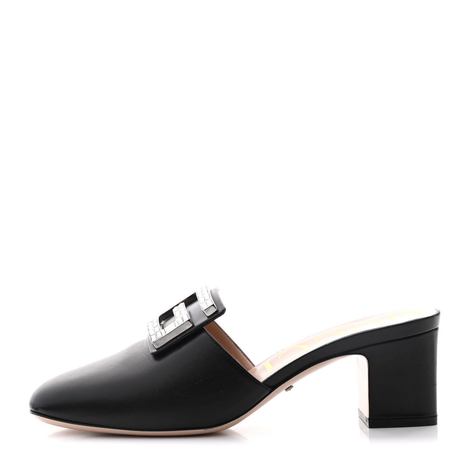 Gucci Malaga Kid Crystal Square G Madelyn Mules 38 Black 1 of 12