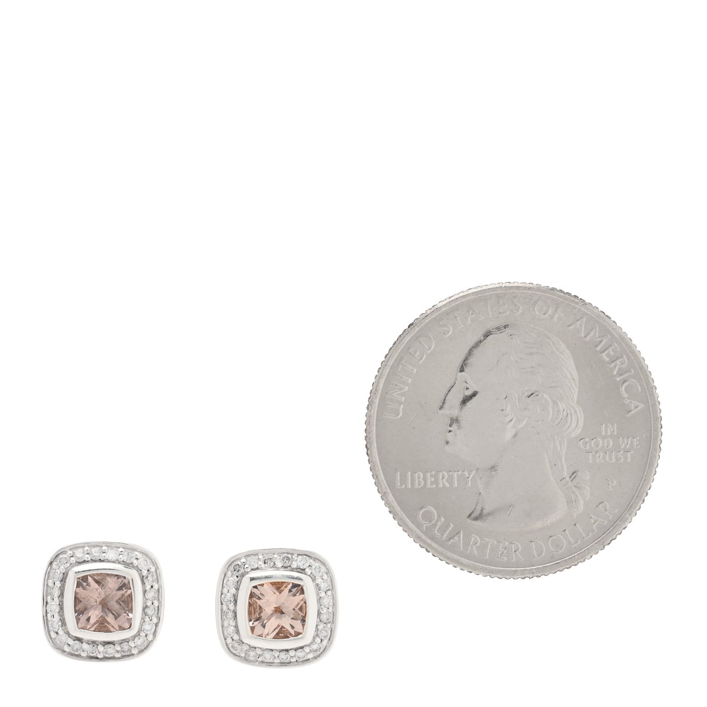 Sterling Silver Diamond Morganite 5mm Petite Albion Earrings