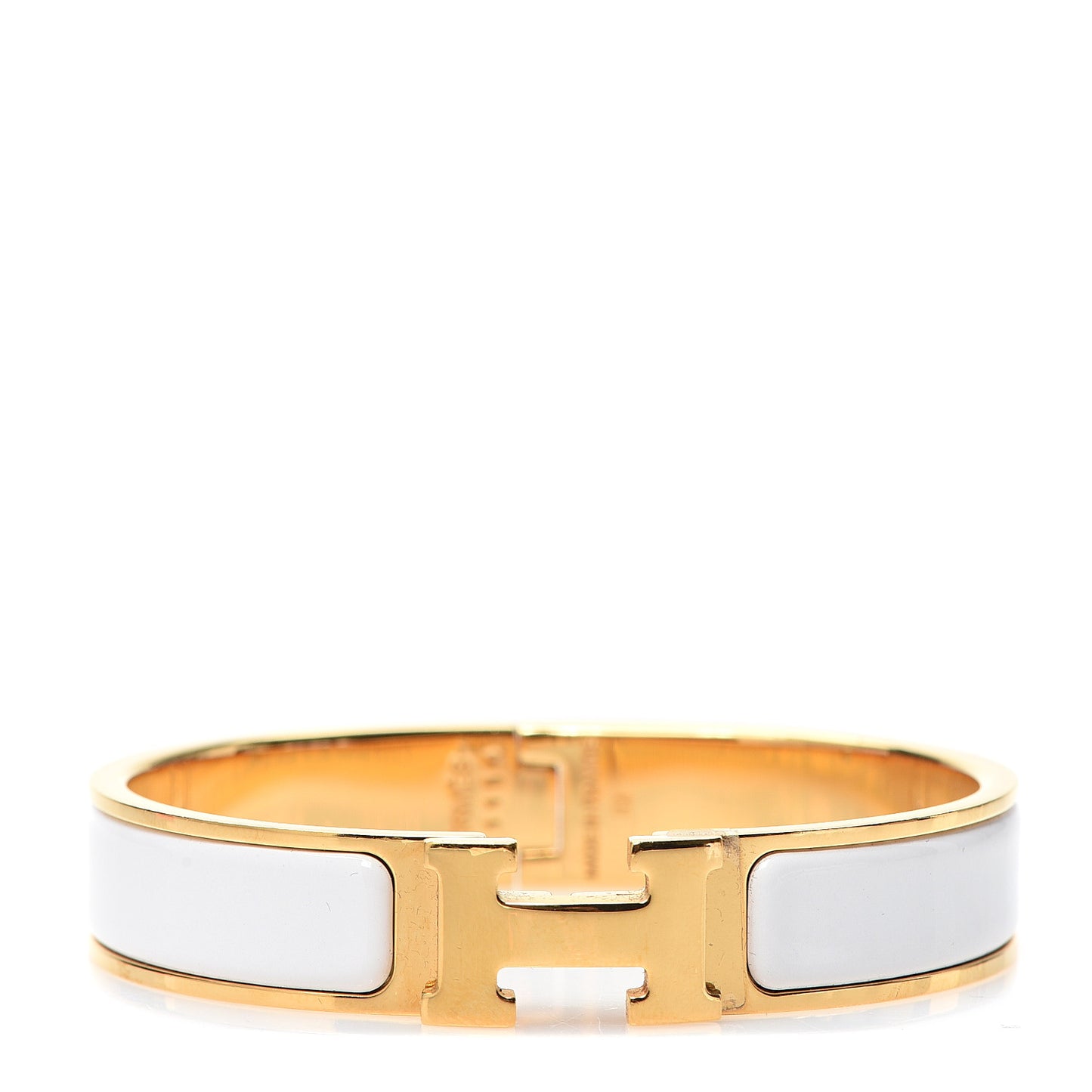 Enamel Narrow Clic Clac H Bracelet PM White