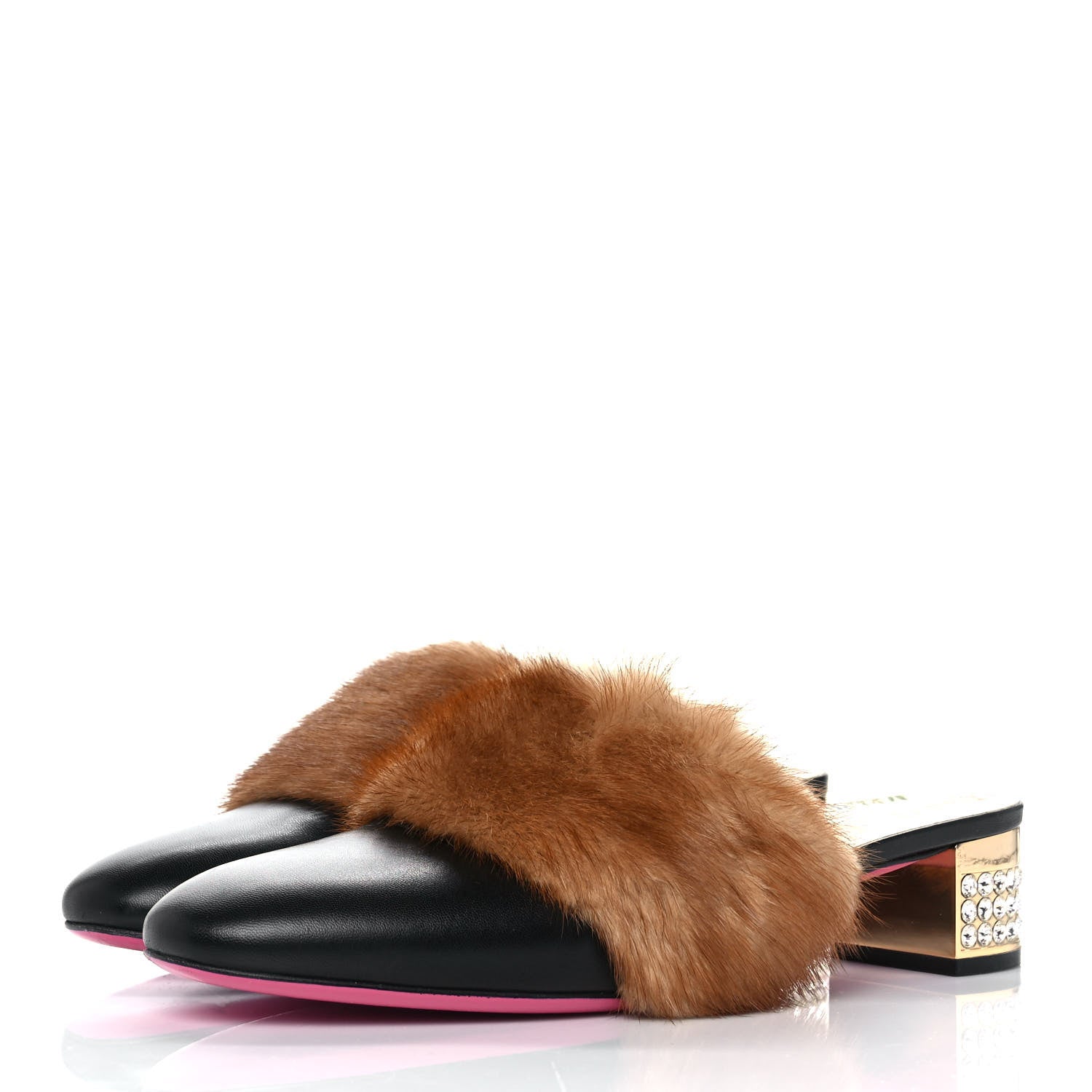 Gucci Mink Malaga Kid Crystal Candy Mules 39.5 Light Brown Black 3 of 9