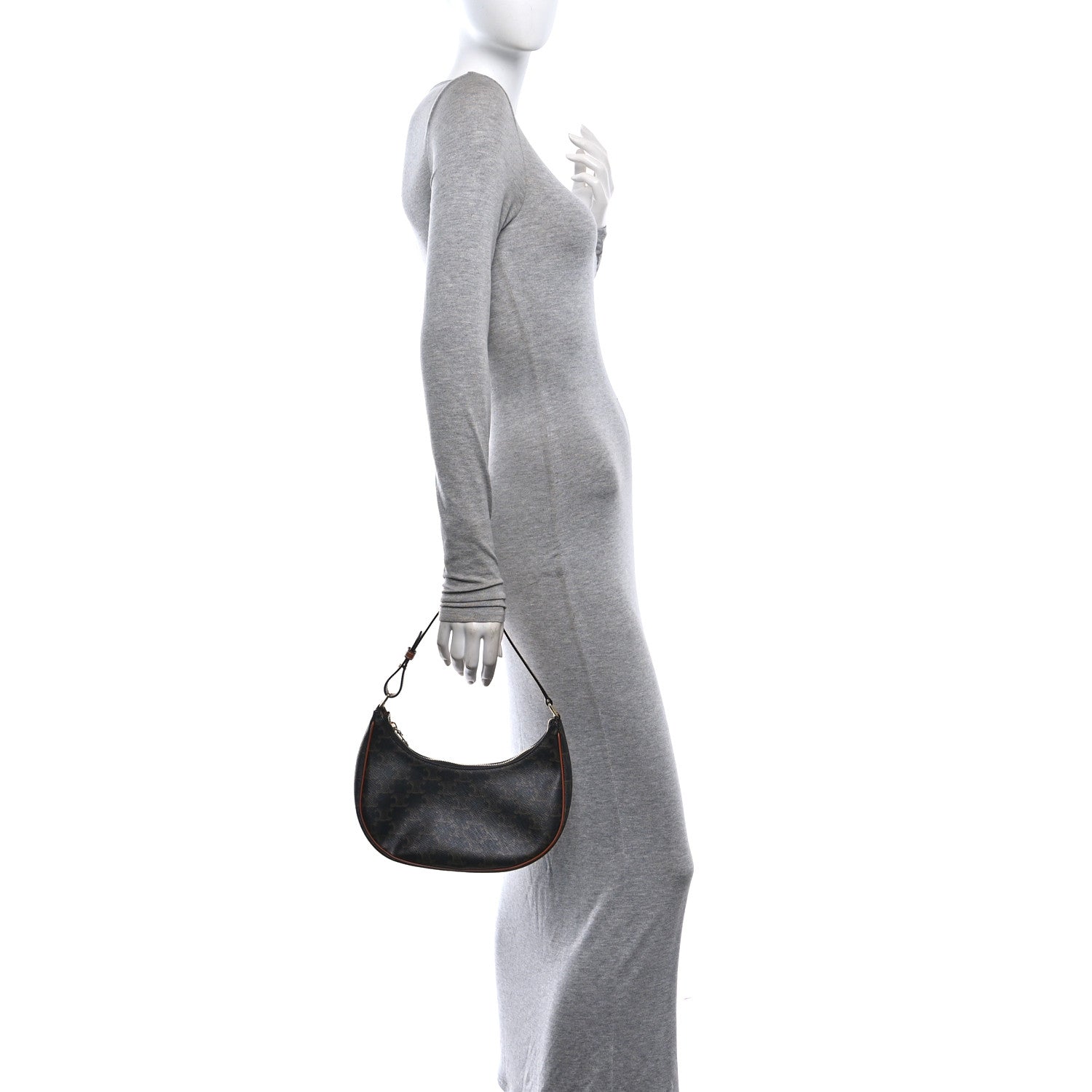 Celine Triomphe Canvas Calfskin Ava Shoulder Bag Tan 2 of 10