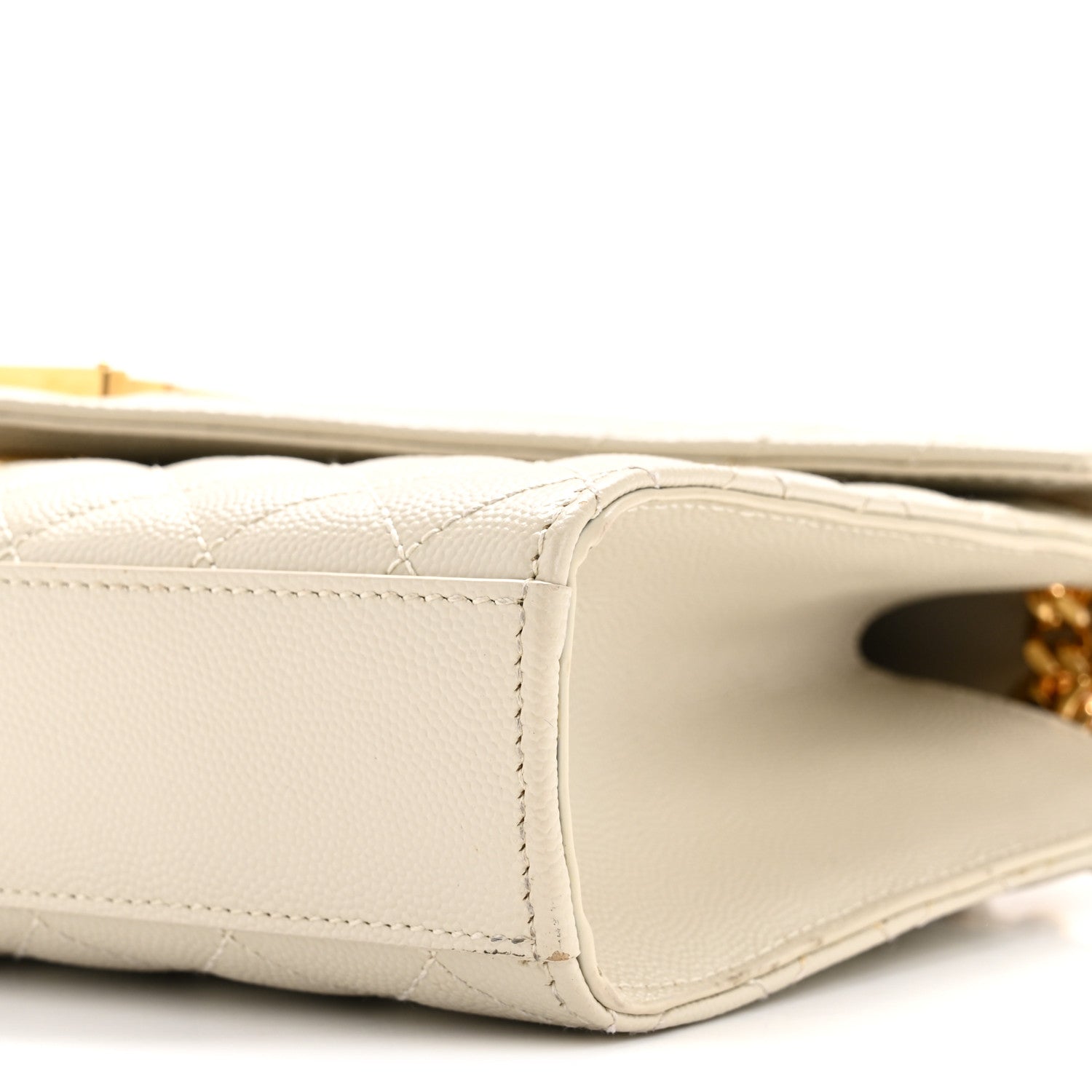Saint Laurent Grain De Poudre Textured Mixed Matelasse Medium Triquilt Monogram Satchel Crema Soft 10 of 14