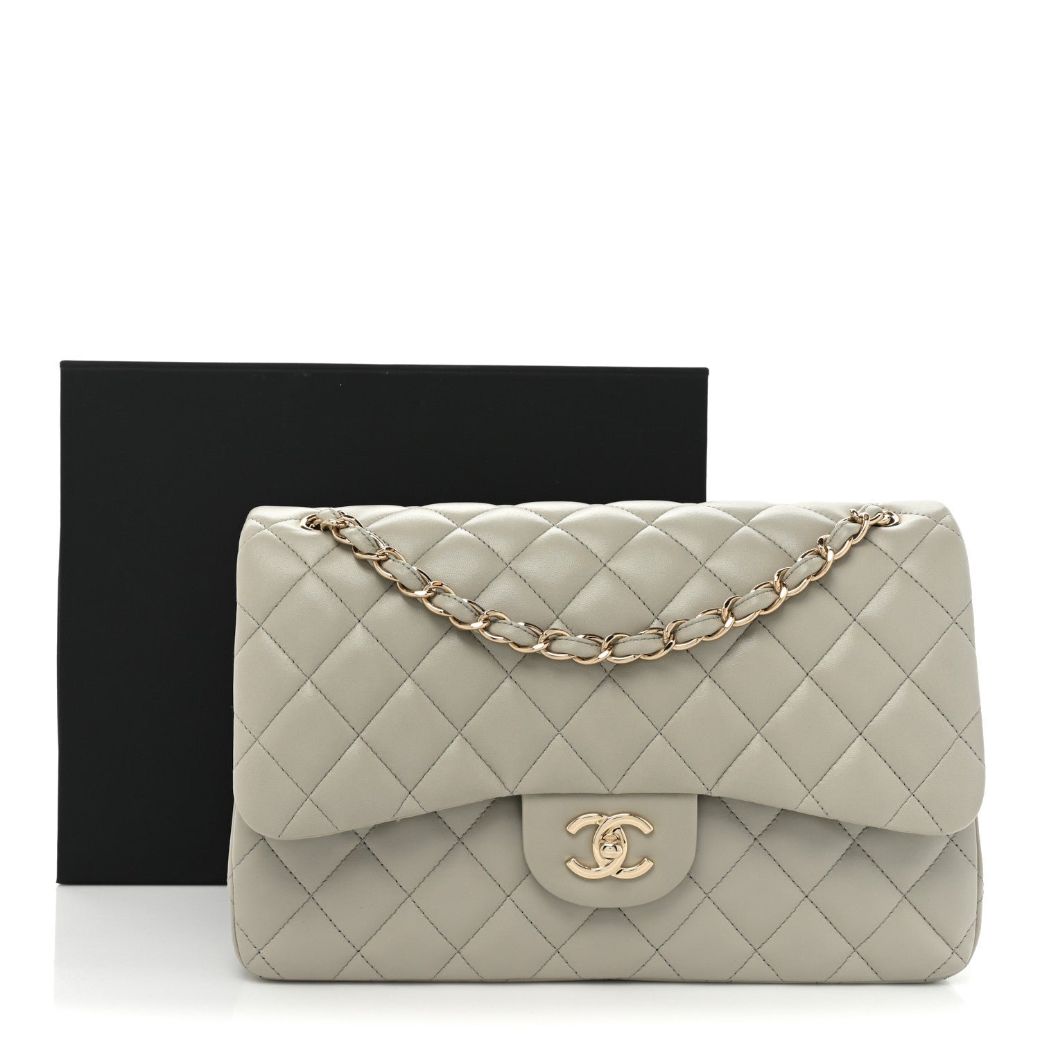 Chanel Lambskin Quilted Jumbo Double Flap Grey 11 of 11
