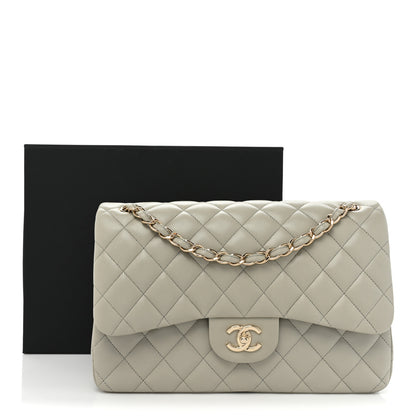 Chanel Lambskin Quilted Jumbo Double Flap Grey 11 of 11