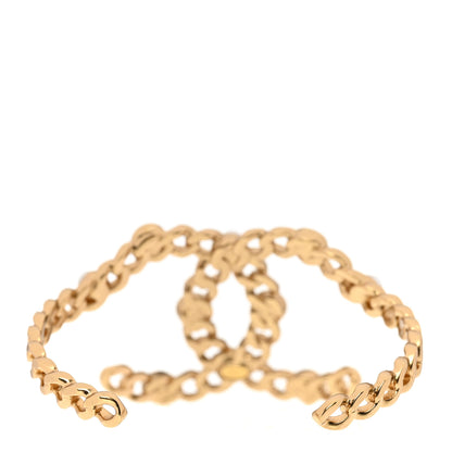 Chanel Metal Pearl Crystal Chain CC Cuff Bracelet Gold 3 of 4