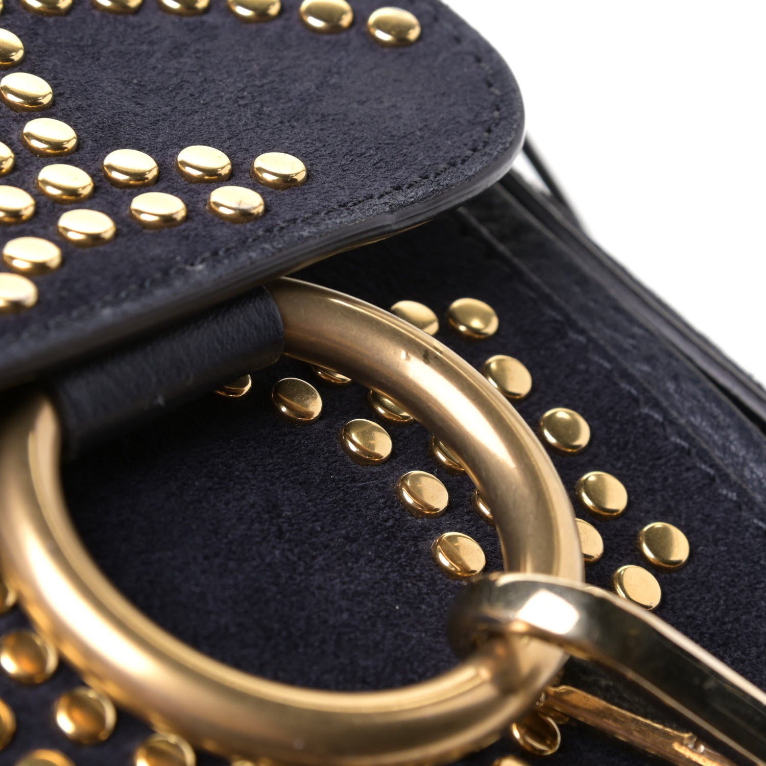 Chloe Suede Calfskin Studded Mini Faye Backpack Full Blue 12 of 12