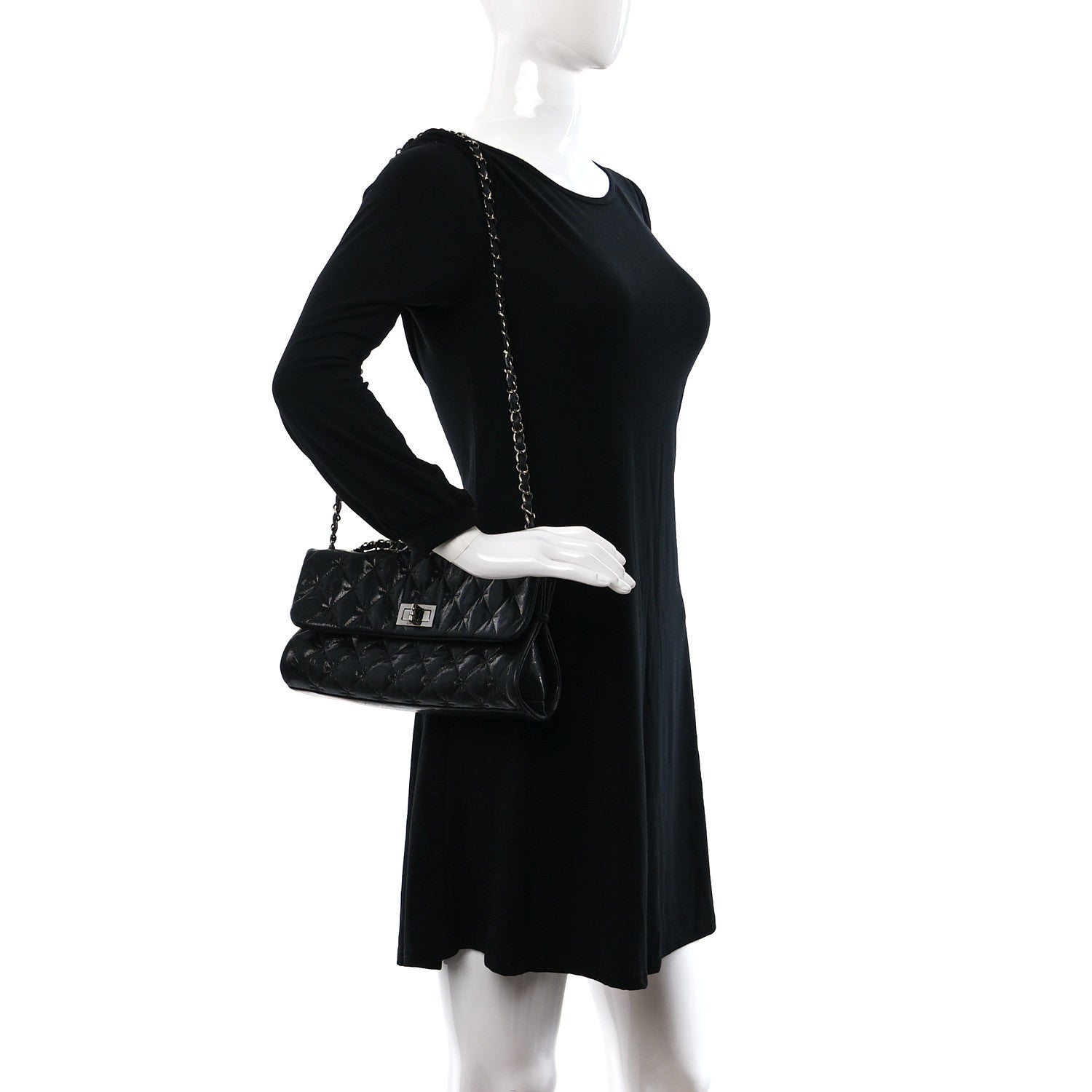 Chanel Glazed Crackled Calfskin Mademoiselle Flap Black 2 of 10
