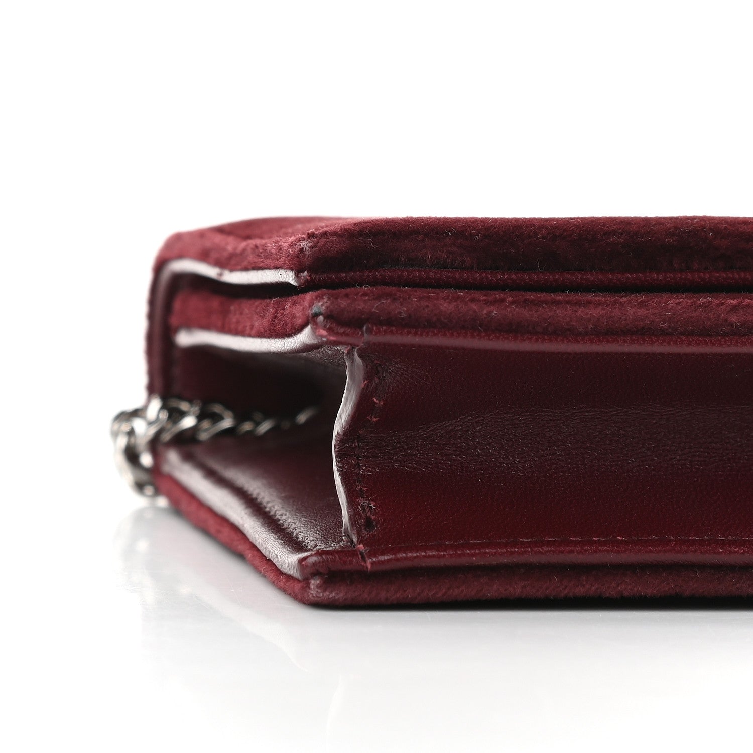 Saint Laurent Velvet Crystal Monogram Kate Tassel Shoulder Bag Burgundy 7 of 8