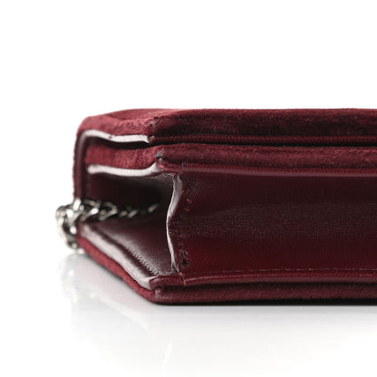 Saint Laurent Velvet Crystal Monogram Kate Tassel Shoulder Bag Burgundy 7 of 8