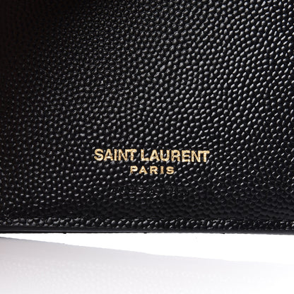 Saint Laurent Grain De Poudre Matelasse Chevron Monogram Zipped Two-Part Wallet Black 6 of 7