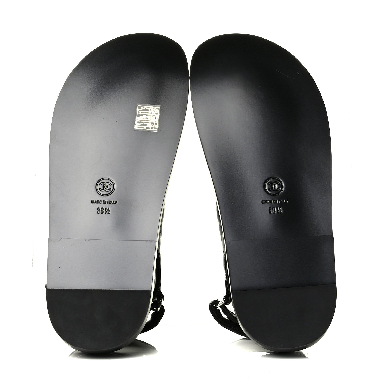 Chanel Lambskin Velcro Dad Sandals 38.5 Black 4 of 5