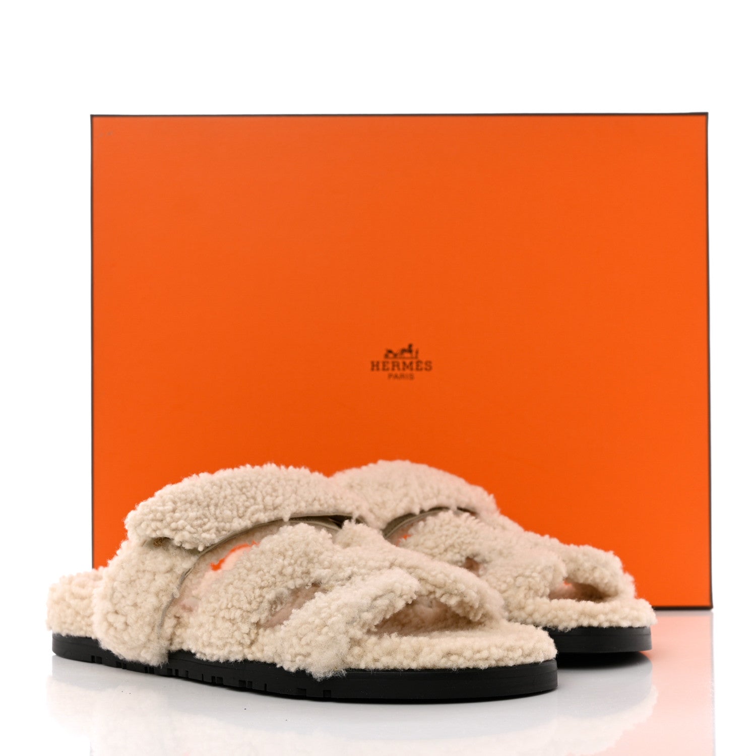 Hermes Woolskin Womens Chypre Sandals 38 Ecru 9 of 9