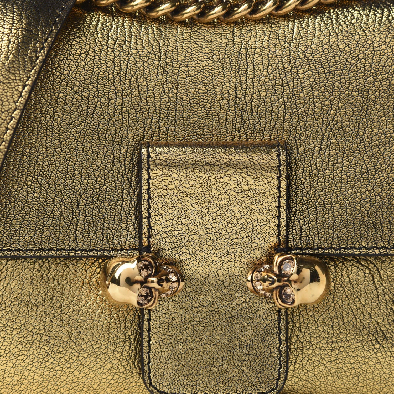 Alexander McQueen Metallic Small Twin Skull Chain Crossbody Antique Gold 10 of 10