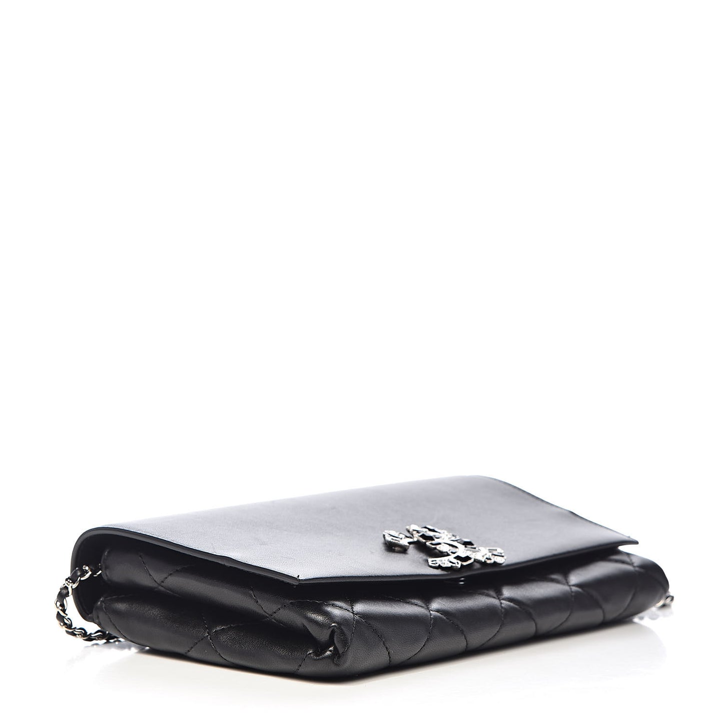 Lambskin Crystal Evening Clutch Black