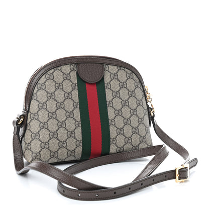 Gucci GG Supreme Monogram Textured Dollar Calfskin Web Small Ophidia Dome Shoulder Bag Beige Ebony New Acero 3 of 9