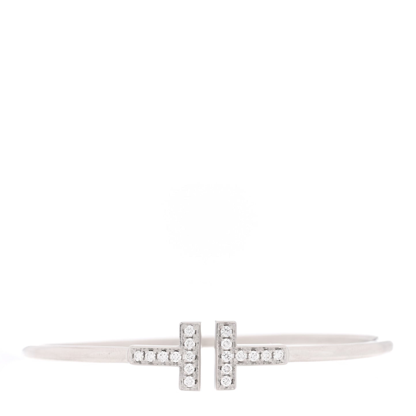 18K White Gold Diamond T Wire Bracelet