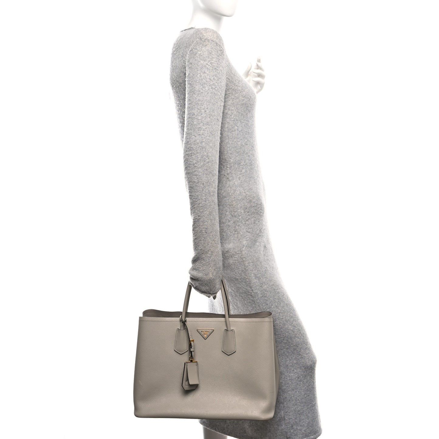 Saffiano Cuir Large Double Bag Pomice