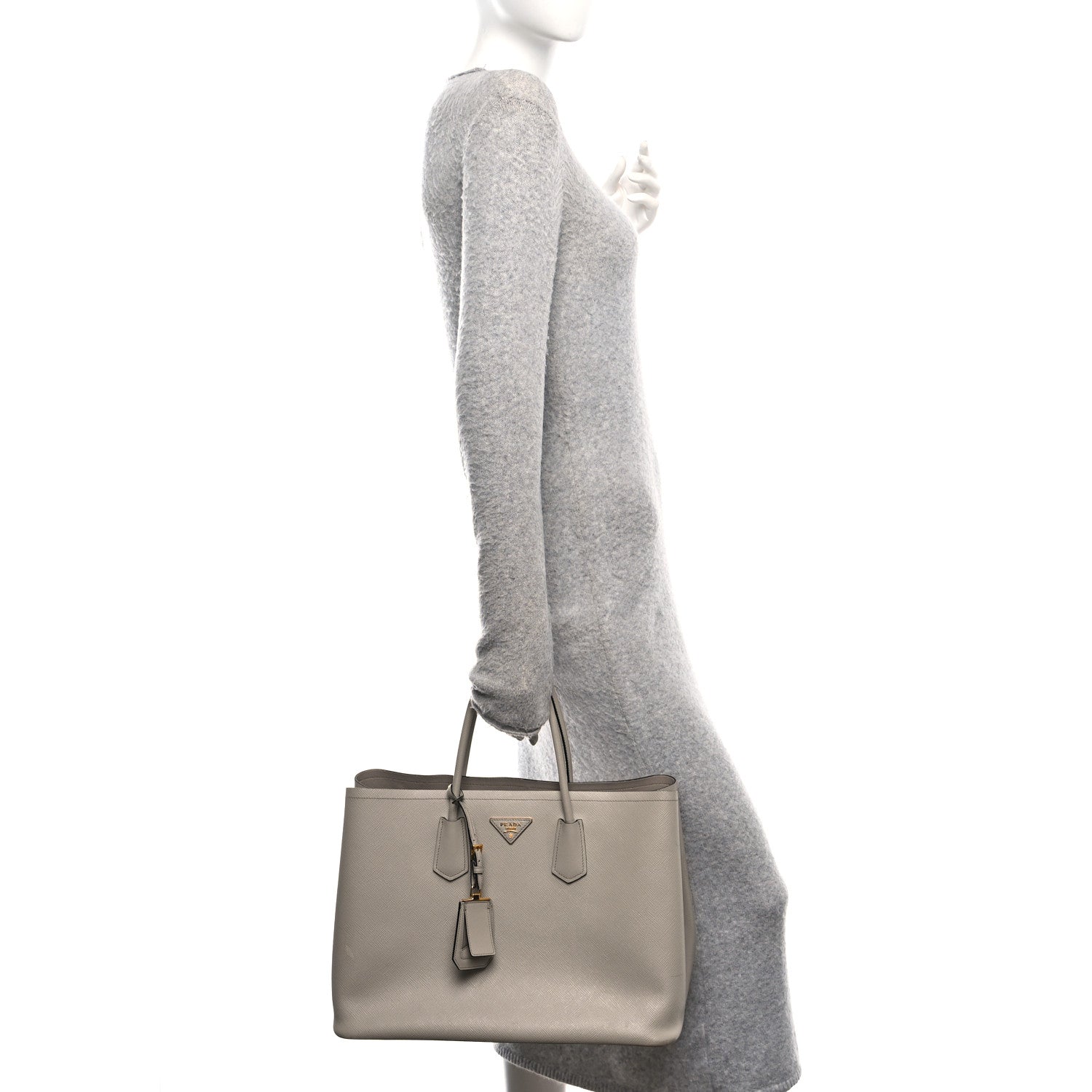 Prada Saffiano Cuir Large Double Bag Pomice 2 of 11