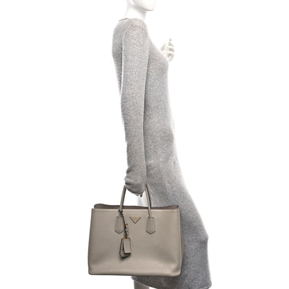 Prada Saffiano Cuir Large Double Bag Pomice 2 of 11