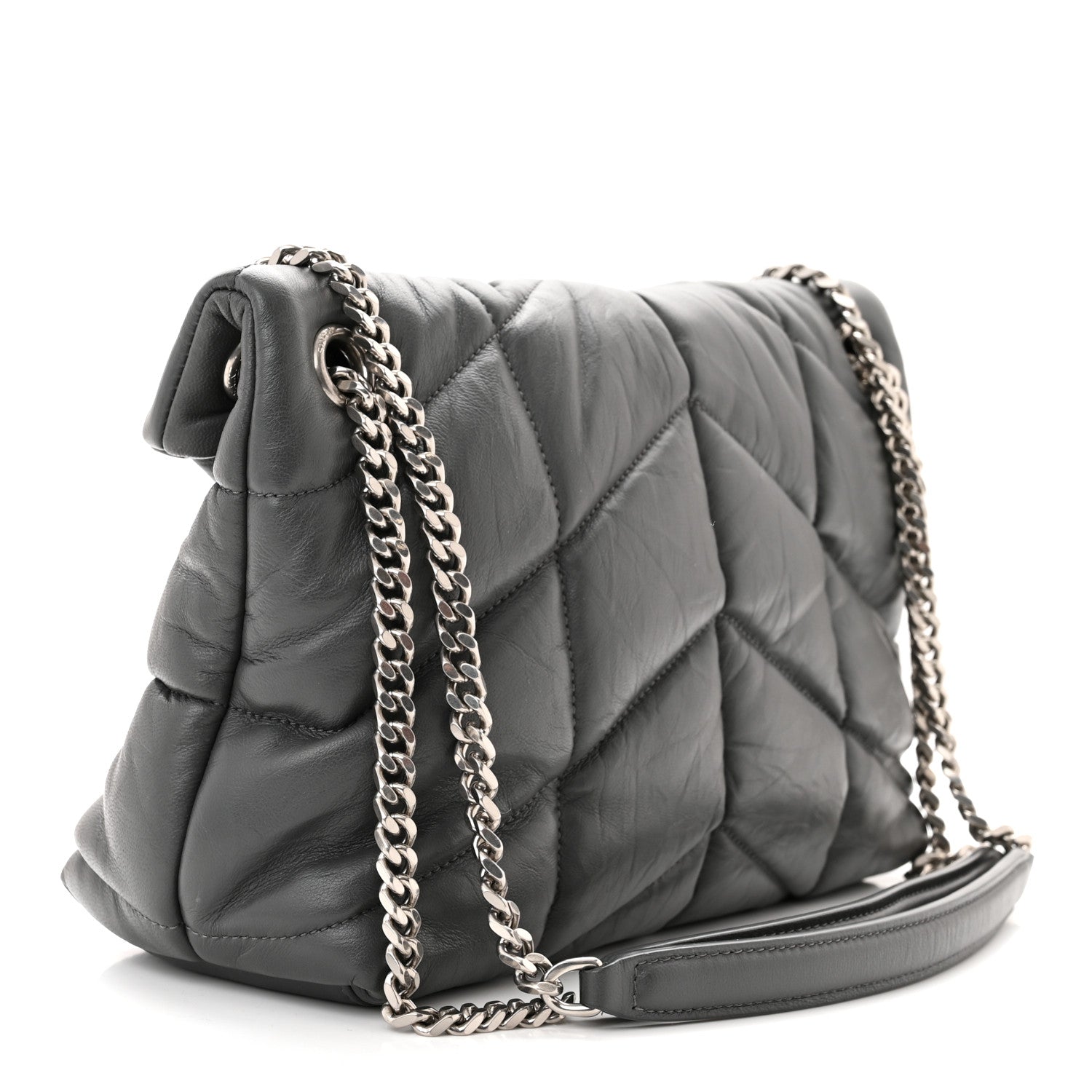 Saint Laurent Lambskin Quilted Small Loulou Puffer Monogram Chain Satchel Concrete 3 of 10